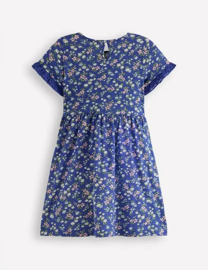 Broderie Pocket Jersey Dress Sapphire Blue Meadow Floral Broderie Pocket Jersey Dress Sapphire Blue Meadow Floral