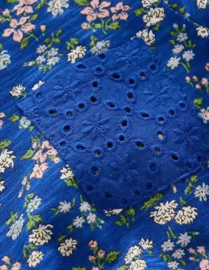 Broderie Pocket Jersey Dress Sapphire Blue Meadow Floral Broderie Pocket Jersey Dress Sapphire Blue Meadow Floral