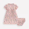 Broderie Trim Jersey Dress Pink Ditsy Floral Broderie Trim Jersey Dress Pink Ditsy Floral