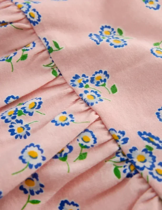 Broderie Trim Jersey Dress Pink Ditsy Floral Broderie Trim Jersey Dress Pink Ditsy Floral