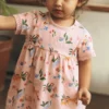 Broderie Trim Jersey Dress Pink Tropical Animals Broderie Trim Jersey Dress Pink Tropical Animals
