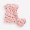 Broderie Trim Jersey Dress Pink Tropical Animals Broderie Trim Jersey Dress Pink Tropical Animals