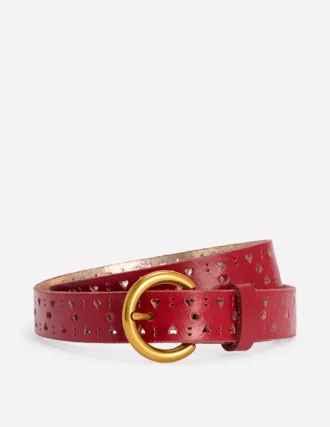 Brogue Cut Belt Red