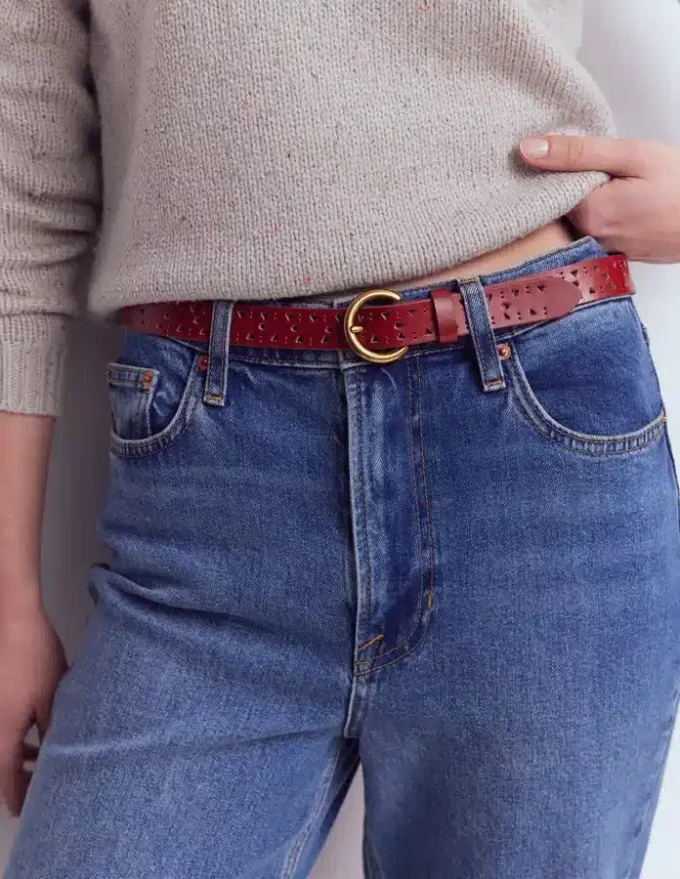 Brogue Cut Belt Red Brogue Cut Belt Red