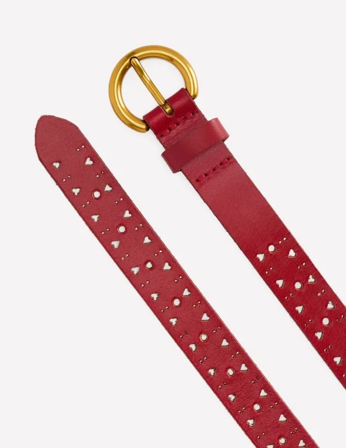 Brogue Cut Belt Red Brogue Cut Belt Red