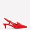 Brogue Slingback Kitten Heel Red