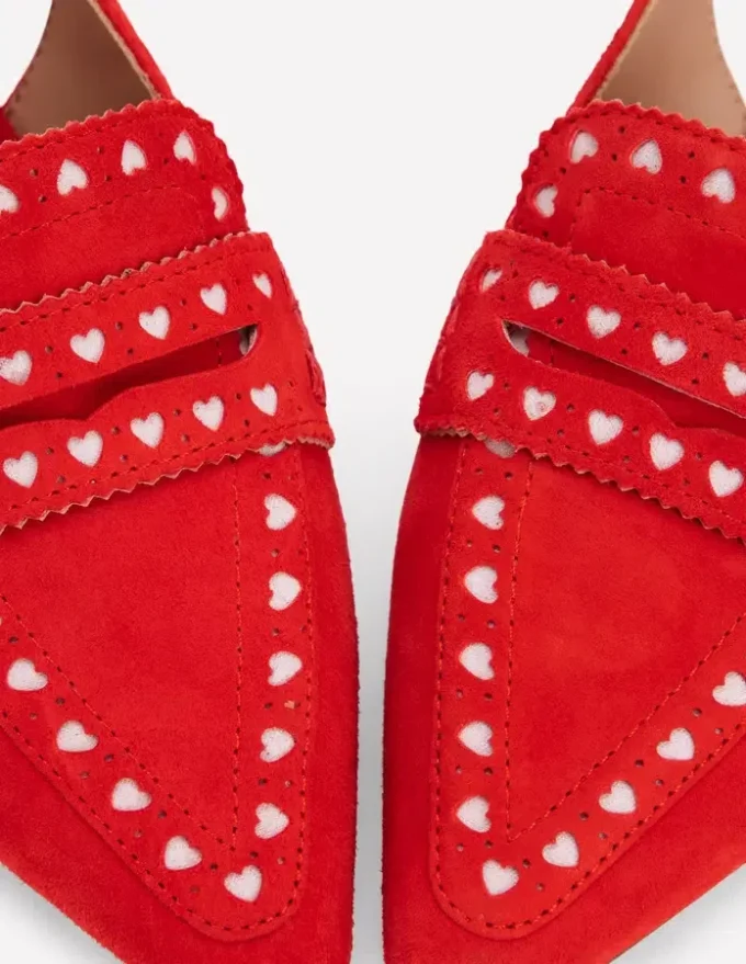 Brogue Slingback Kitten Heel Red