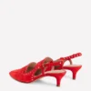 Brogue Slingback Kitten Heel Red