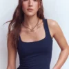 Brooke Double Layer Tank Navy