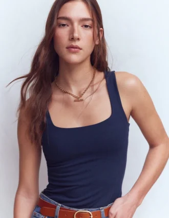 Brooke Double Layer Tank Navy