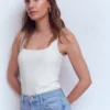 Brooke Double Layer Tank White Brooke Double Layer Tank White
