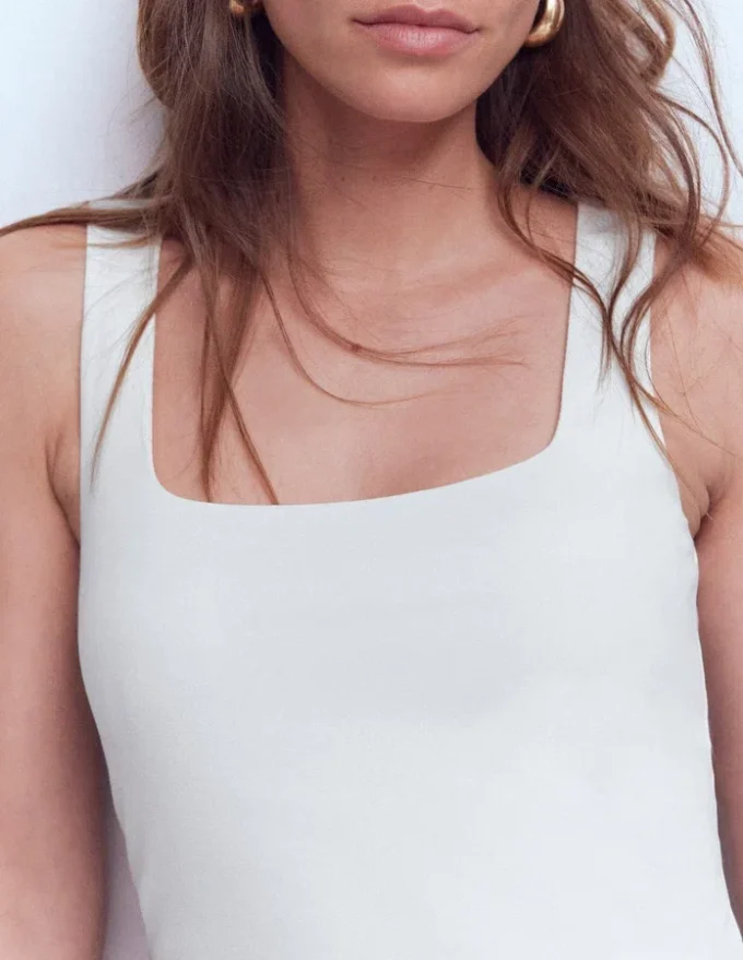 Brooke Double Layer Tank White Brooke Double Layer Tank White