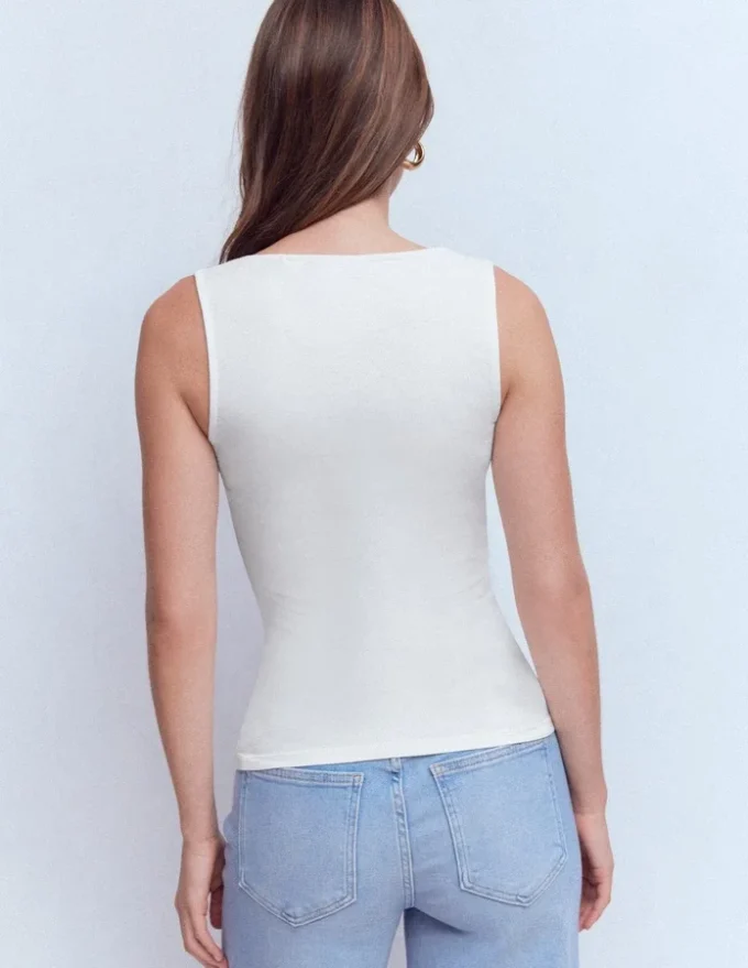 Brooke Double Layer Tank White Brooke Double Layer Tank White