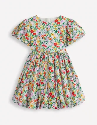 Bubble Hem Dress Honeysuckle Flower Vine