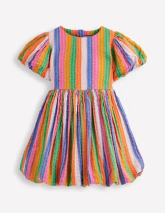 Bubble Hem Dress Multi Stripe