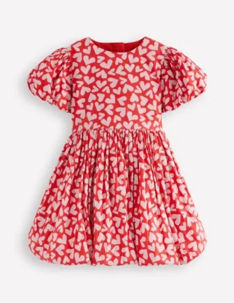 Bubble Hem Dress Red Hearts