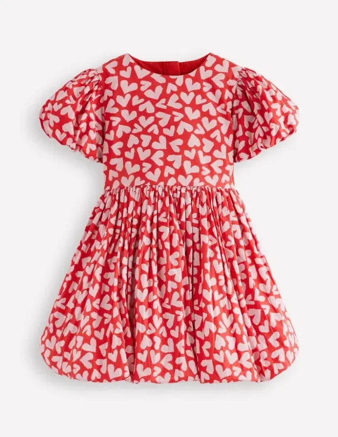 Bubble Hem Dress Red Hearts