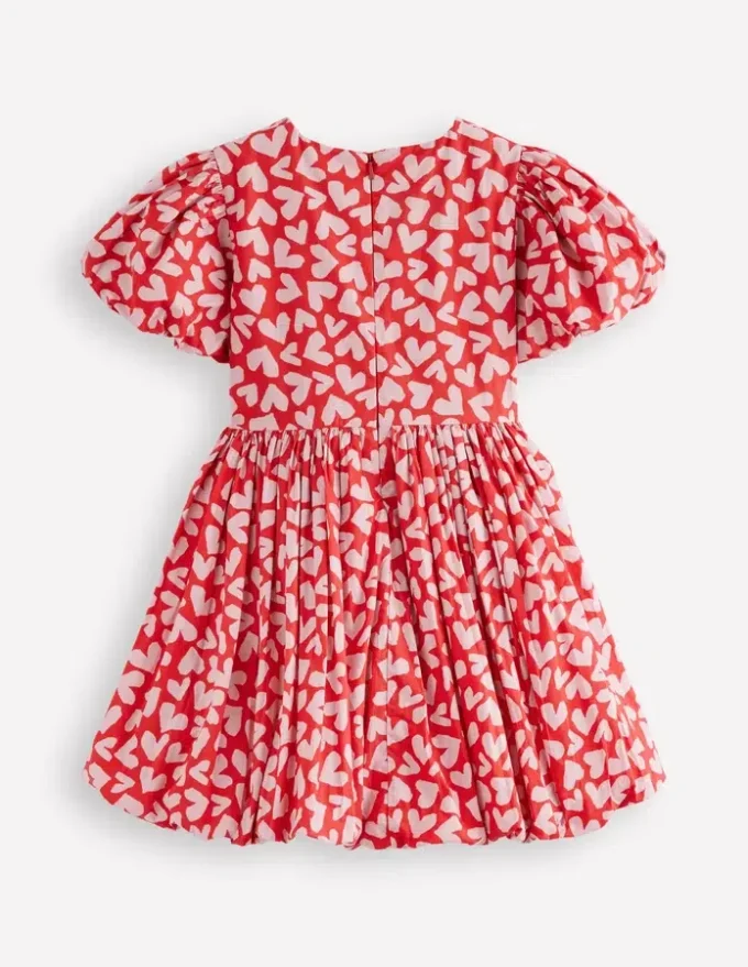 Bubble Hem Dress Red Hearts