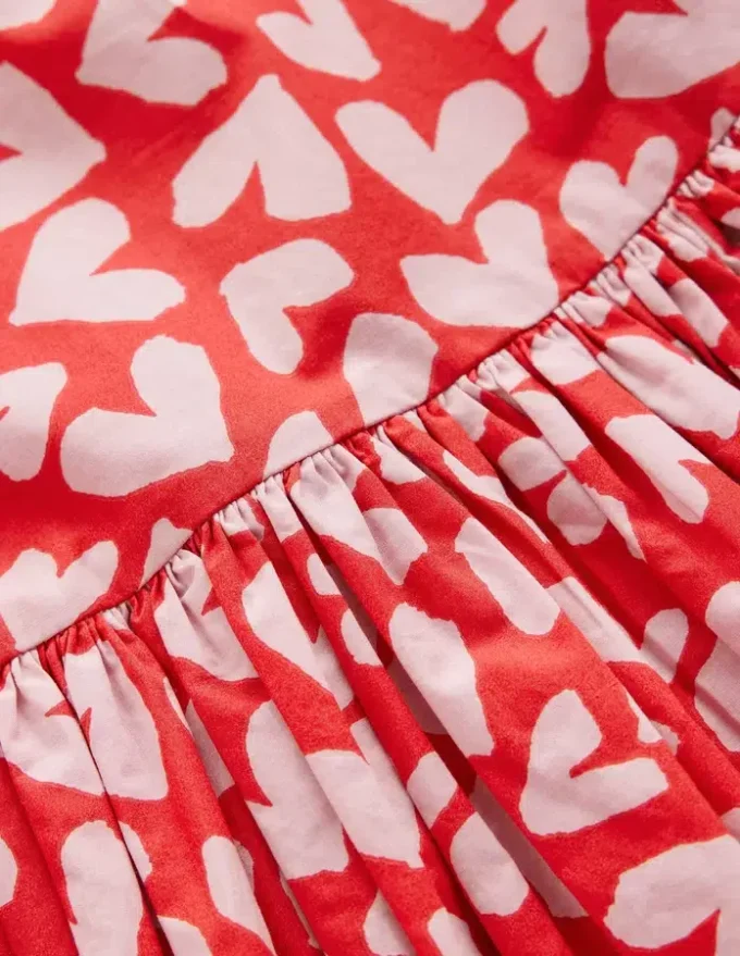 Bubble Hem Dress Red Hearts