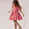 Bubble Hem Dress Red Hearts