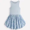 Bubble Hem Rib Dress Misty Blue Daisy