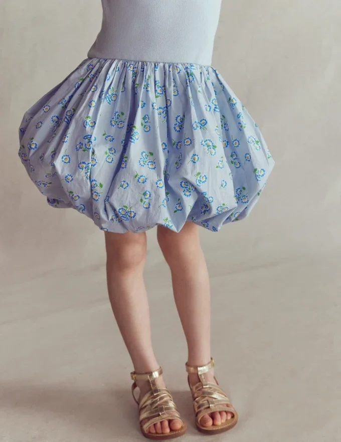 Bubble Hem Rib Dress Misty Blue Daisy