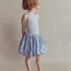 Bubble Hem Rib Dress Misty Blue Daisy