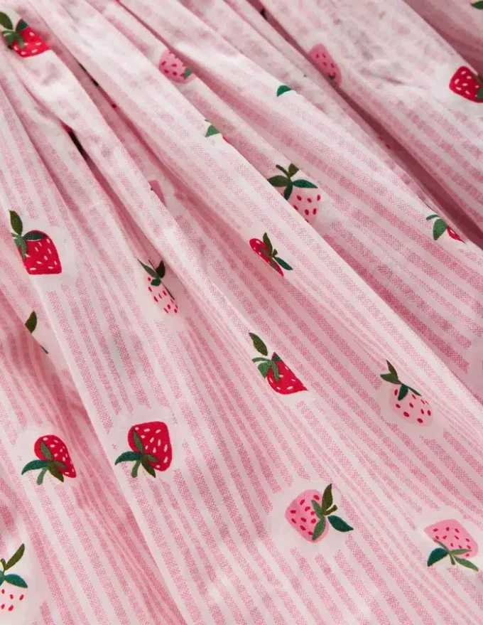 Bubble Hem Rib Dress Ticking Stripe Strawberry Bubble Hem Rib Dress Ticking Stripe Strawberry