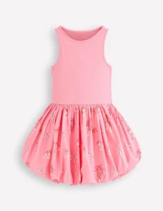 Bubble Hem Rib Dress Vintage Pink Ballet Shoes