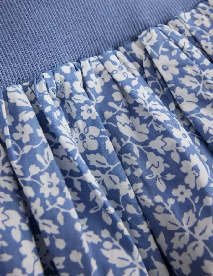 Bubble Hem Skirt Wave Blue Vintage Ditsy Floral