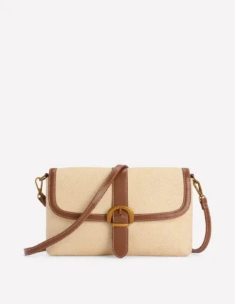 Buckle Crossbody Bag Natural Raffia