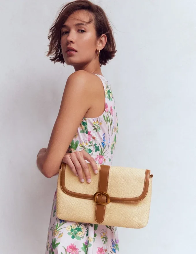 Buckle Crossbody Bag Natural Raffia Buckle Crossbody Bag Natural Raffia
