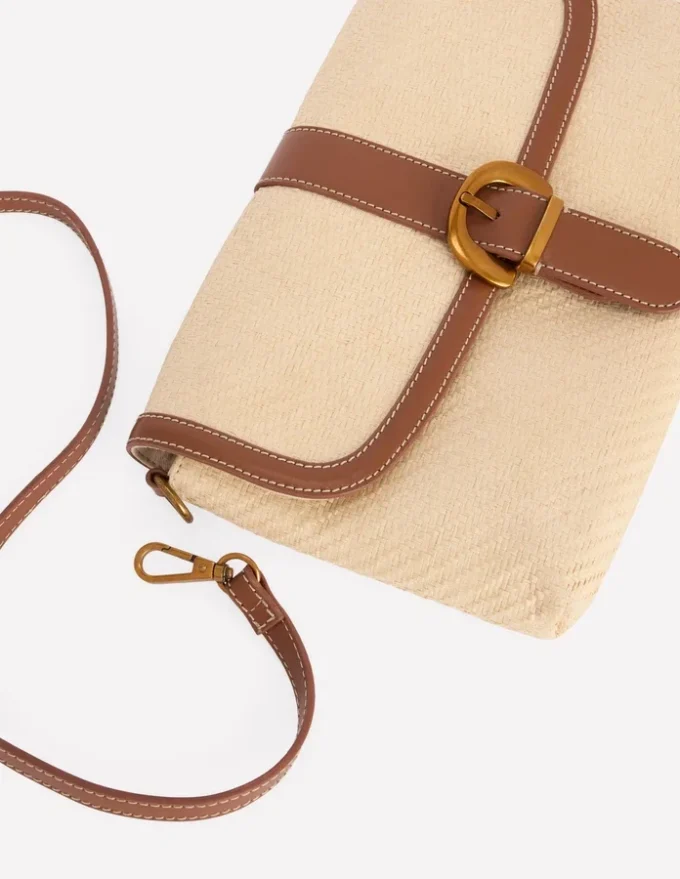 Buckle Crossbody Bag Natural Raffia Buckle Crossbody Bag Natural Raffia