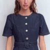 Button Detail Denim Dress Indigo Wash Button Detail Denim Dress Indigo Wash