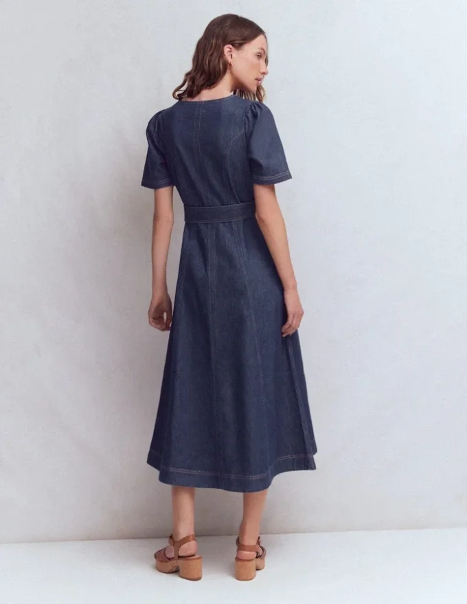 Button Detail Denim Dress Indigo Wash Button Detail Denim Dress Indigo Wash
