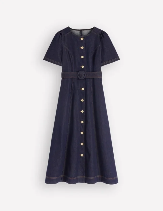 Button Detail Denim Dress Indigo Wash Button Detail Denim Dress Indigo Wash