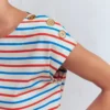 Button Detail T-Shirt Fire Cracker, King Fisher Blue Button Detail T-Shirt Fire Cracker, King Fisher Blue