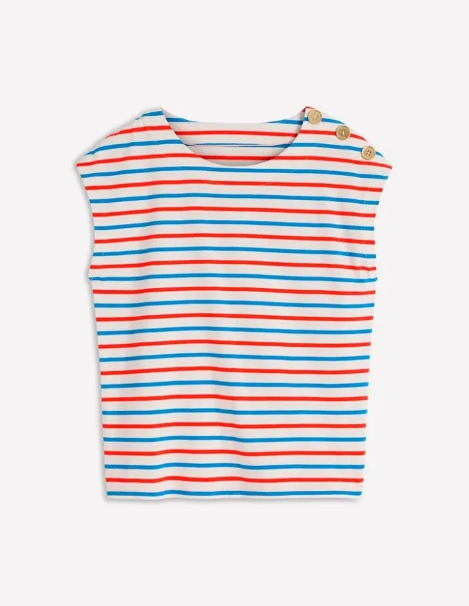 Button Detail T-Shirt Fire Cracker, King Fisher Blue Button Detail T-Shirt Fire Cracker, King Fisher Blue