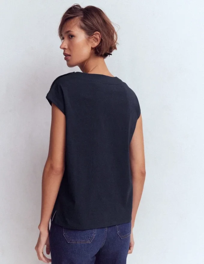 Button Detail T-Shirt Navy Button Detail T-Shirt Navy