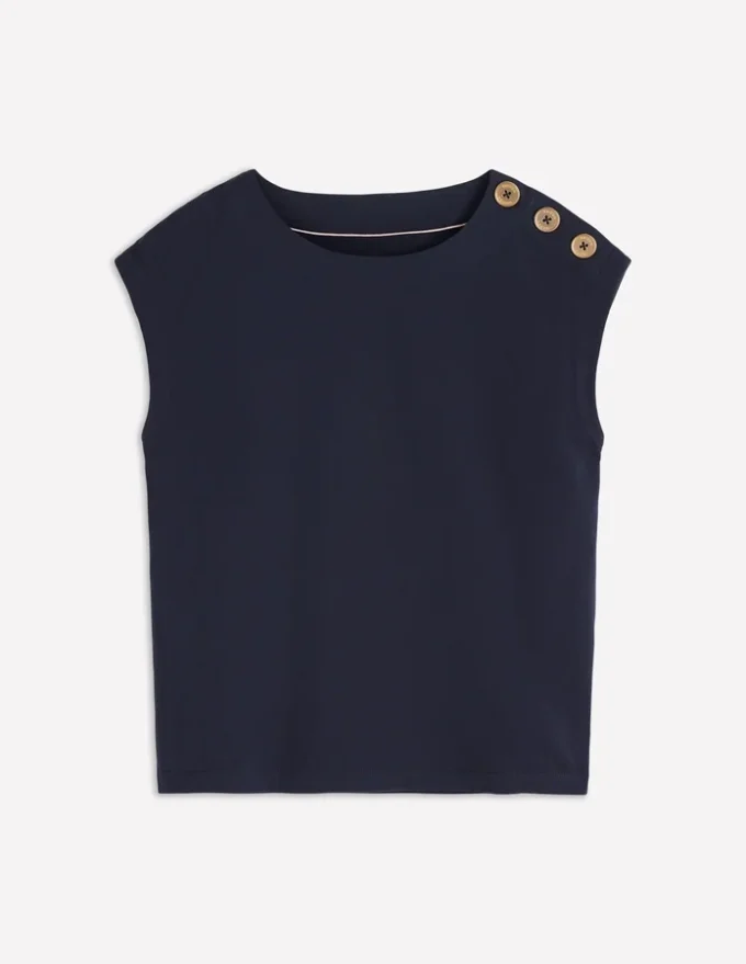 Button Detail T-Shirt Navy Button Detail T-Shirt Navy