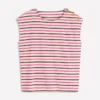 Button Detail T-Shirt Pink Peony, Raw Umber Stripe Button Detail T-Shirt Pink Peony, Raw Umber Stripe