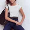 Button Detail T-Shirt White Button Detail T-Shirt White