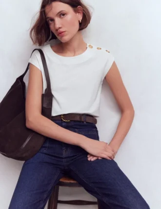 Button Detail T-Shirt White