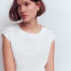 Button Detail T-Shirt White Button Detail T-Shirt White