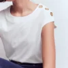 Button Detail T-Shirt White Button Detail T-Shirt White
