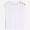 Button Detail T-Shirt White Button Detail T-Shirt White