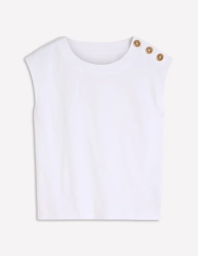 Button Detail T-Shirt White Button Detail T-Shirt White