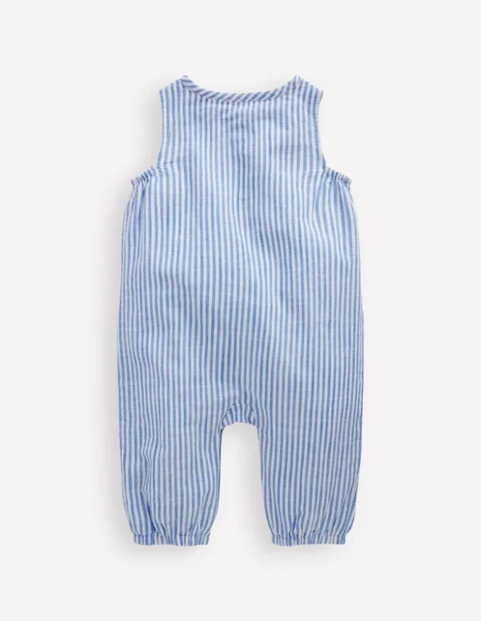 Button Down Romper Glacier Blue Ocean Embroidery Button Down Romper Glacier Blue Ocean Embroidery