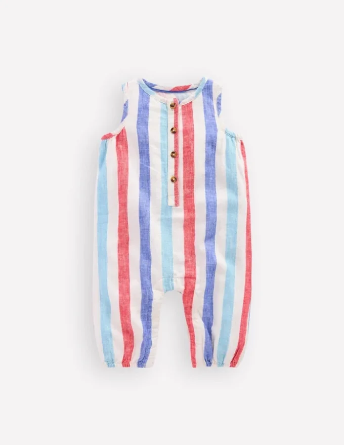 Button Down Romper Red and Blue Multi Stripe Button Down Romper Red and Blue Multi Stripe