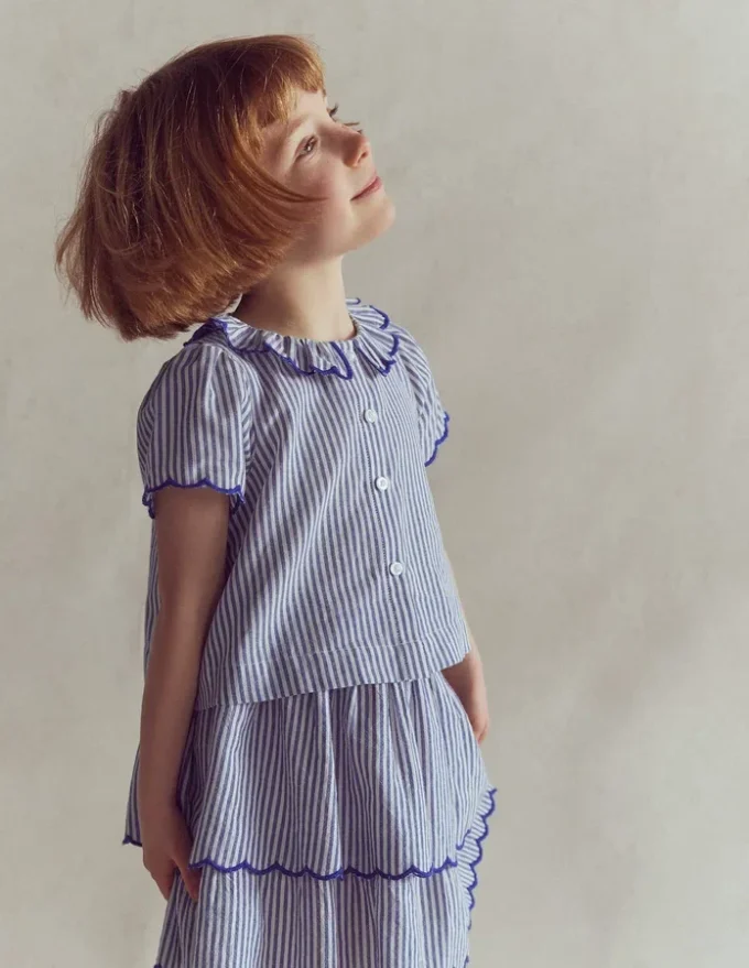 Button-through Blouse Blue/Ivory Stripe Button-through Blouse Blue/Ivory Stripe
